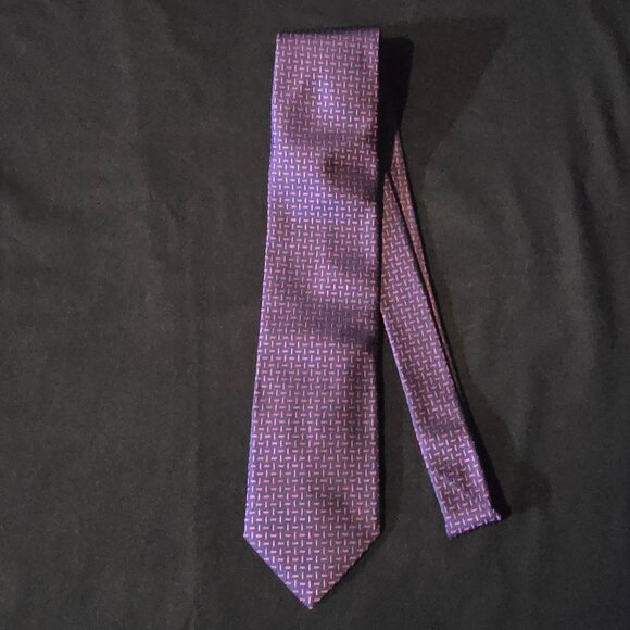 NWT Luciano Barbera Made in Italy 100% Silk Necktie Blue w Purple Dash 3 3/8x59 - Picture 3 of 6